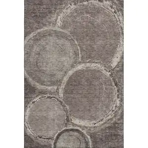 Photo of Chocolate And Beige Woodland Lodge Washable Area Rug With UV Protection