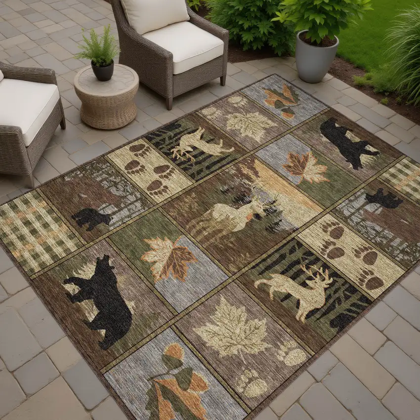 Chocolate And Black Bear Washable Indoor Outdoor Area Rug Photo 7
