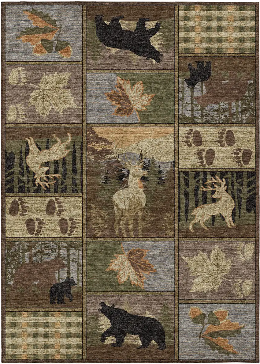 Chocolate And Black Bear Washable Indoor Outdoor Area Rug Photo 1