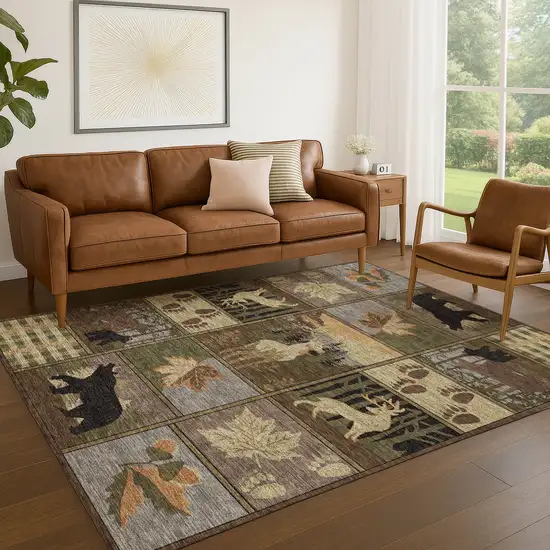 Chocolate And Black Bear Washable Indoor Outdoor Area Rug Photo 5