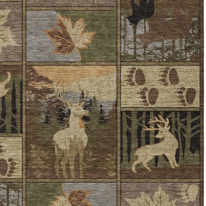 Chocolate And Black Bear Washable Indoor Outdoor Area Rug Photo 2