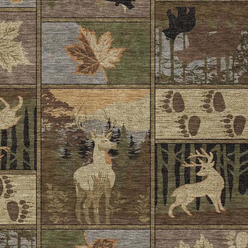 Chocolate And Black Bear Washable Indoor Outdoor Area Rug Photo 2