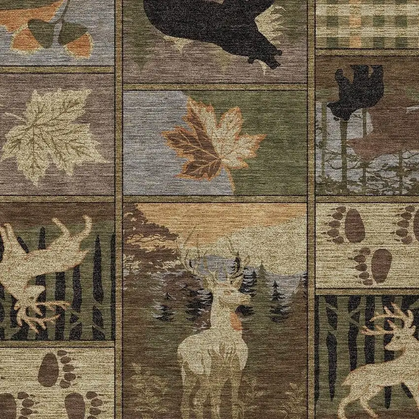 Chocolate And Black Bear Washable Indoor Outdoor Area Rug Photo 2