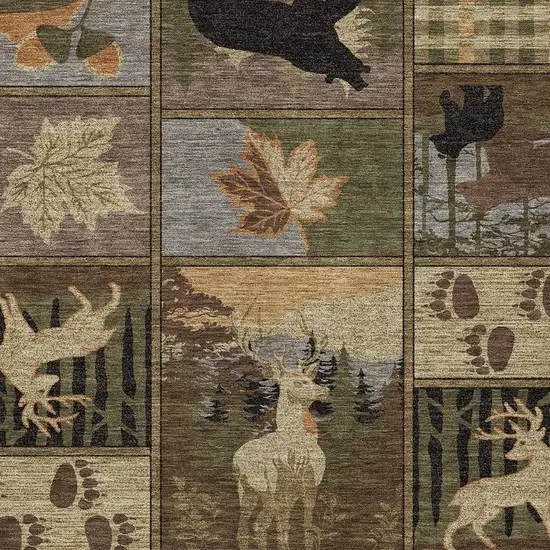 Chocolate And Black Bear Washable Indoor Outdoor Area Rug Photo 2