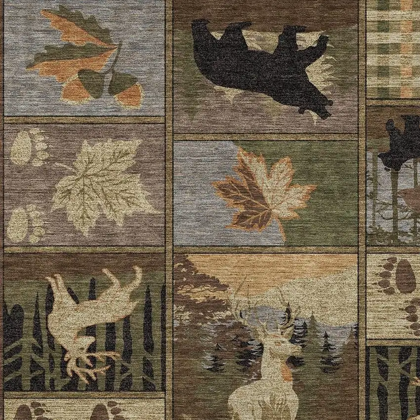 Chocolate And Black Bear Washable Indoor Outdoor Area Rug Photo 2