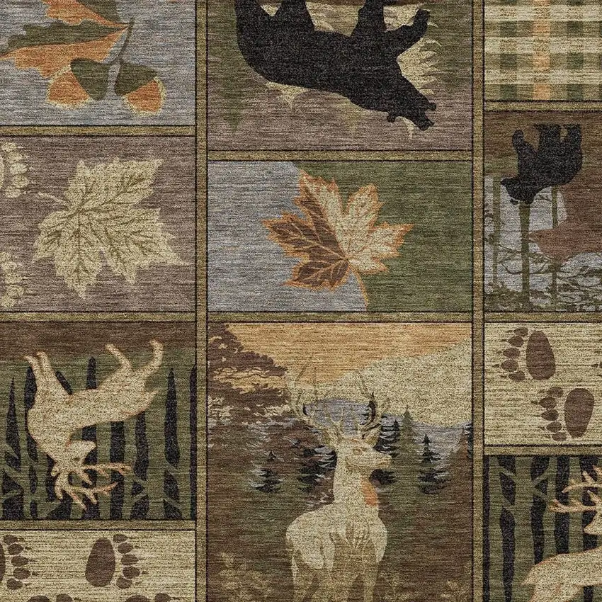 Chocolate And Black Bear Washable Indoor Outdoor Area Rug Photo 2