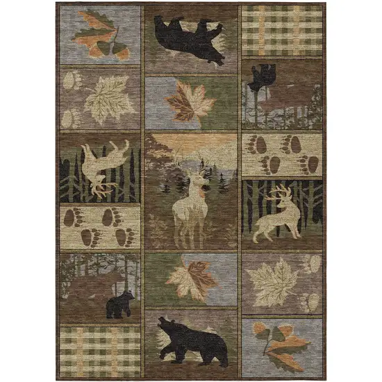 Chocolate And Black Bear Washable Indoor Outdoor Area Rug Photo 1