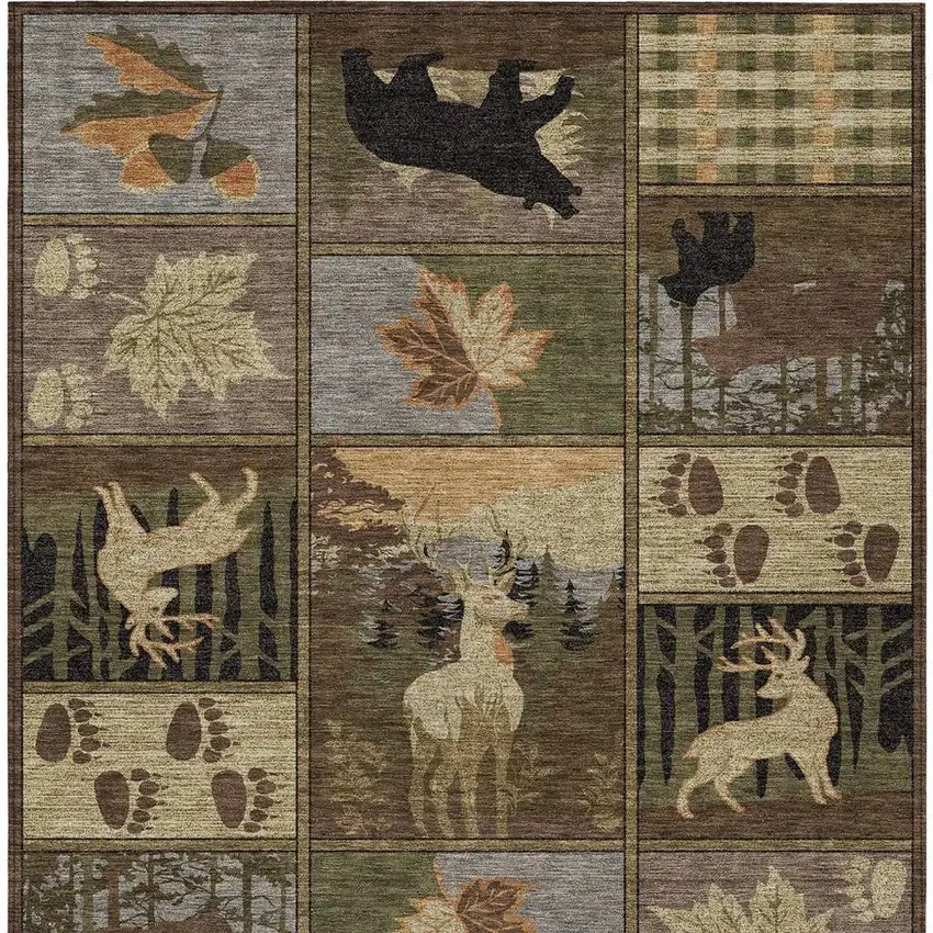 Chocolate And Black Bear Washable Indoor Outdoor Area Rug Photo 3