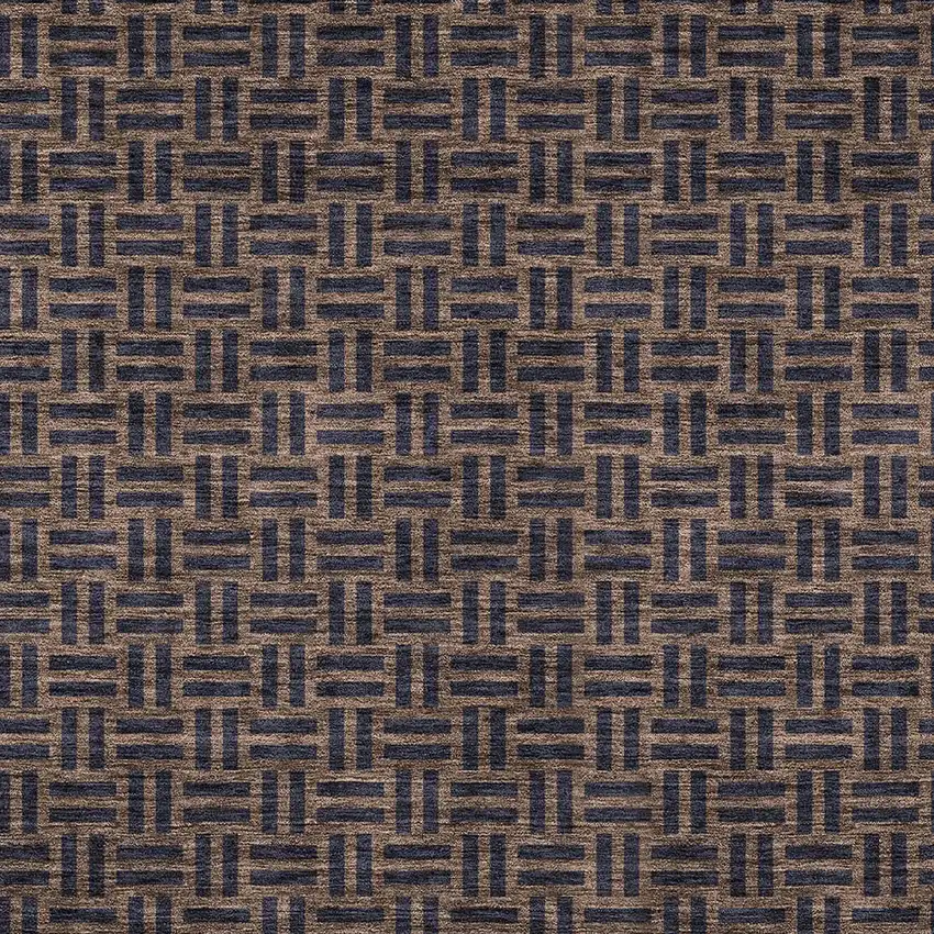Chocolate And Black Geometric Washable Indoor Outdoor Area Rug Photo 6