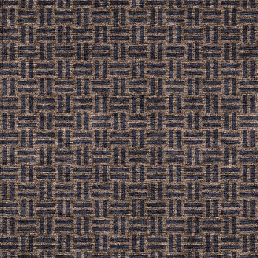 Chocolate And Black Geometric Washable Indoor Outdoor Area Rug Photo 6