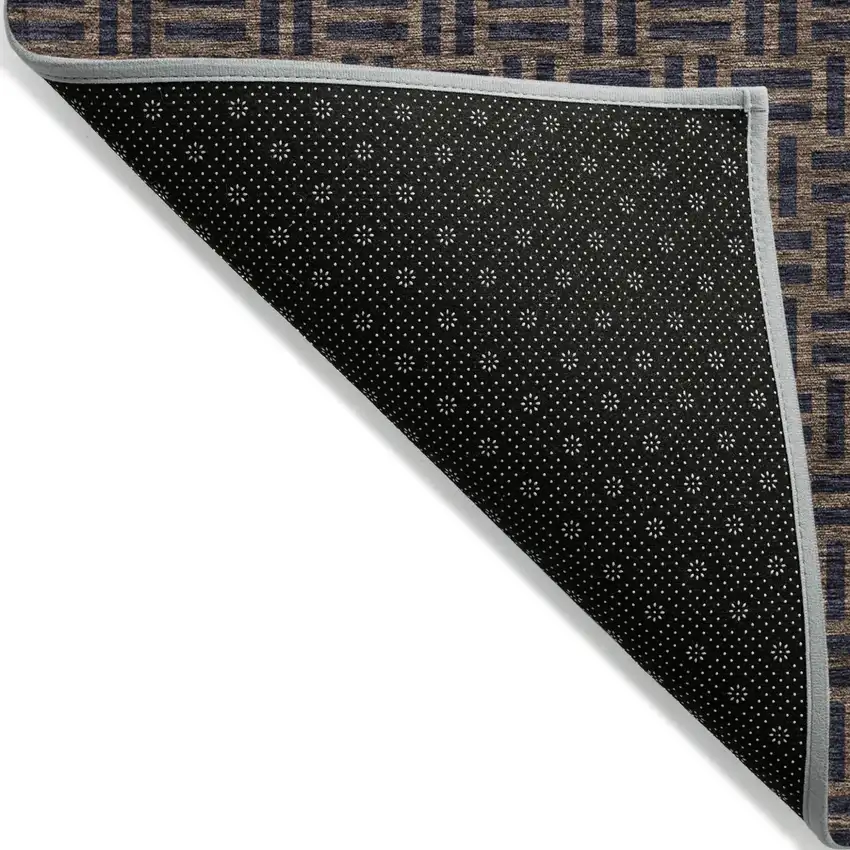 Chocolate And Black Geometric Washable Indoor Outdoor Area Rug Photo 4