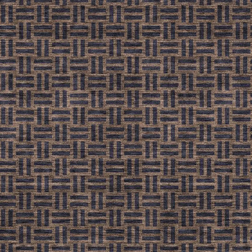 Chocolate And Black Geometric Washable Indoor Outdoor Area Rug Photo 6
