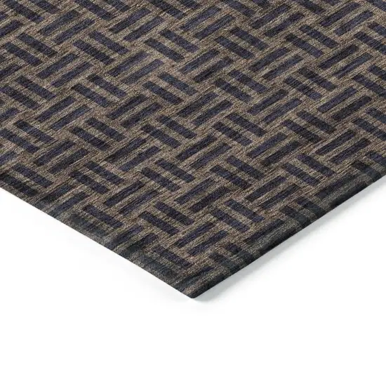 Chocolate And Black Geometric Washable Indoor Outdoor Area Rug Photo 5