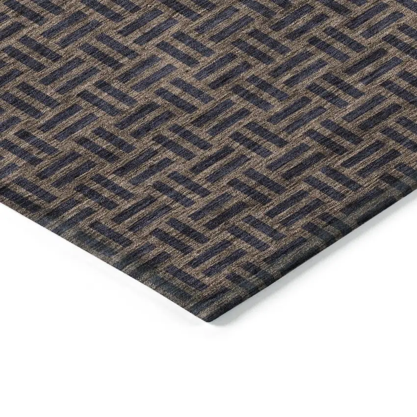 Chocolate And Black Geometric Washable Indoor Outdoor Area Rug Photo 5
