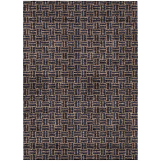 Chocolate And Black Geometric Washable Indoor Outdoor Area Rug Photo 2
