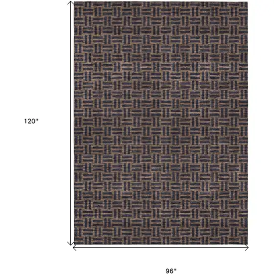 Chocolate And Black Geometric Washable Indoor Outdoor Area Rug Photo 3