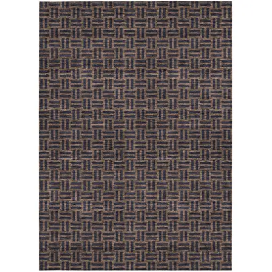 Chocolate And Black Geometric Washable Indoor Outdoor Area Rug Photo 7