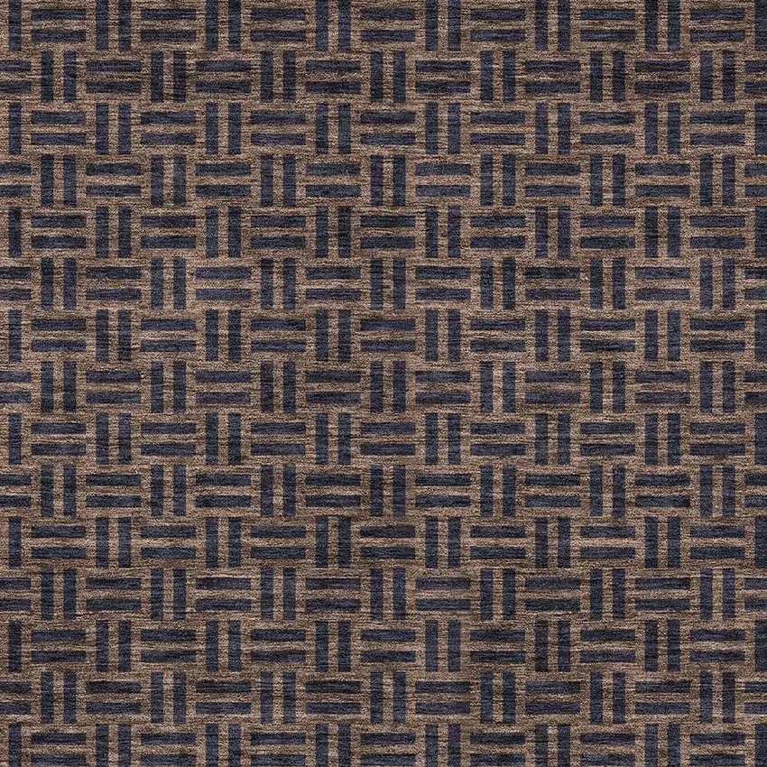 Chocolate And Black Geometric Washable Indoor Outdoor Area Rug Photo 6
