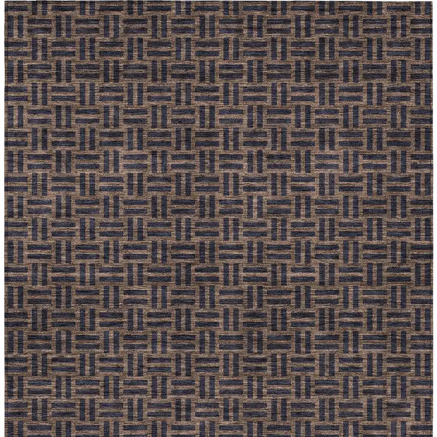 Chocolate And Black Geometric Washable Indoor Outdoor Area Rug Photo 7