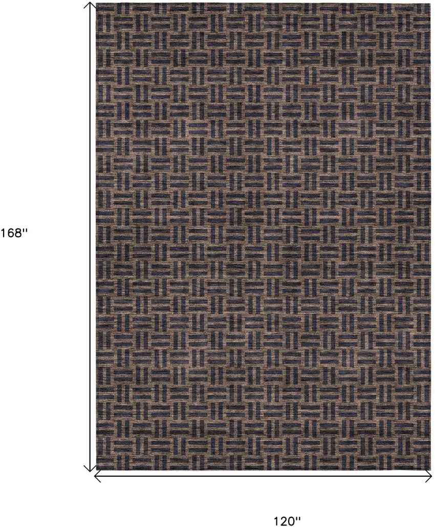 Chocolate And Black Geometric Washable Indoor Outdoor Area Rug Photo 3
