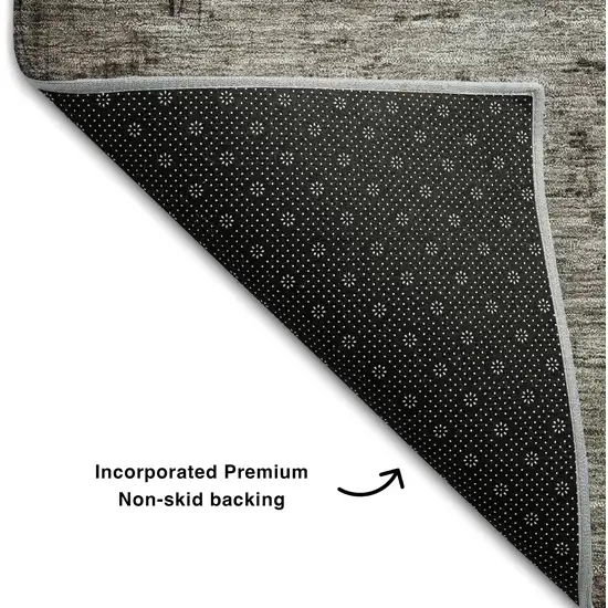 Chocolate And Blue Abstract Washable Area Rug With UV Protection Photo 6