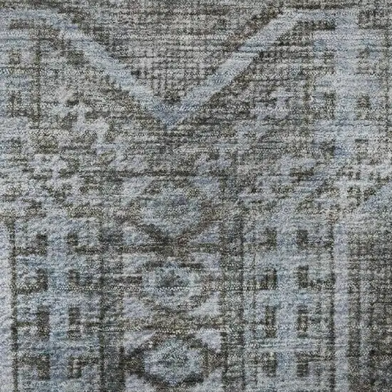 Chocolate And Blue Geometric Washable Area Rug With UV Protection Photo 8