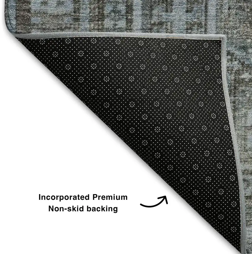 Chocolate And Blue Geometric Washable Area Rug With UV Protection Photo 7