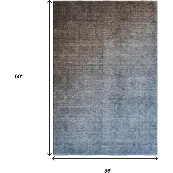 Chocolate And Blue Ombre Washable Area Rug With UV Protection Photo 5