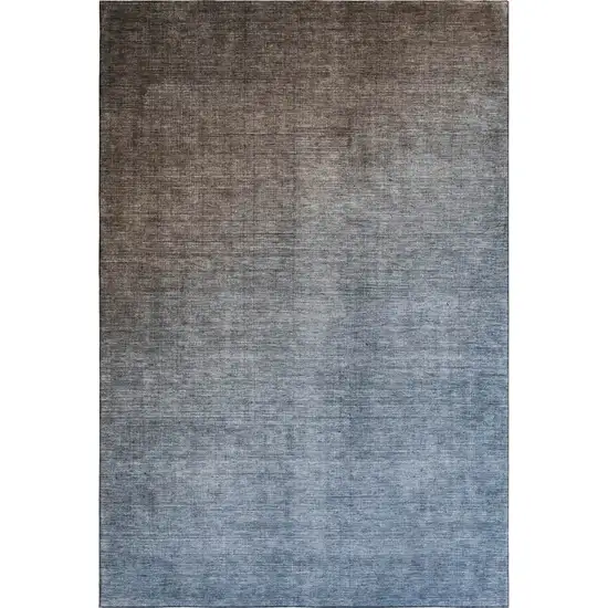 Chocolate And Blue Ombre Washable Area Rug With UV Protection Photo 1