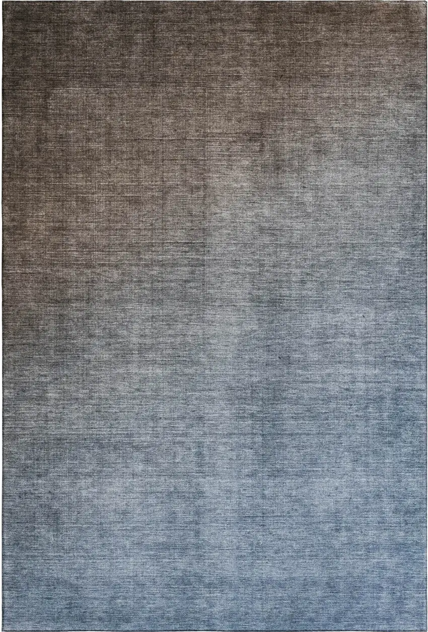 Chocolate And Blue Ombre Washable Area Rug With UV Protection Photo 1