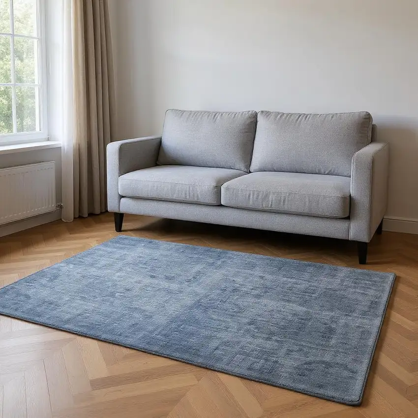 Chocolate And Blue Ombre Washable Area Rug With UV Protection Photo 2