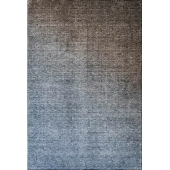 Chocolate And Blue Ombre Washable Area Rug With UV Protection Photo 4
