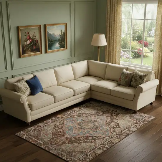 Chocolate And Blue Oriental Washable Area Rug With UV Protection Photo 2