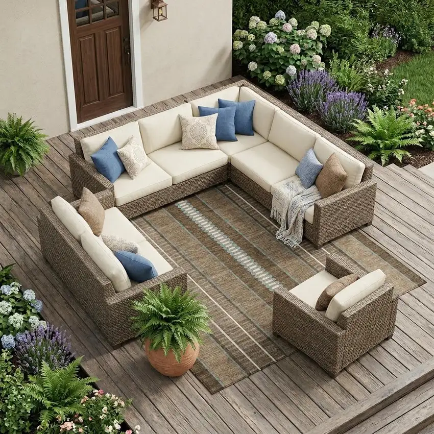Chocolate And Blue Striped Washable Indoor Outdoor Area Rug Photo 1
