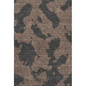 Photo of Chocolate And Brown Abstract Washable Area Rug With UV Protection