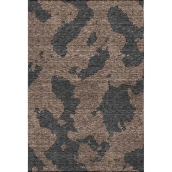 Chocolate And Brown Abstract Washable Area Rug With UV Protection Photo 3