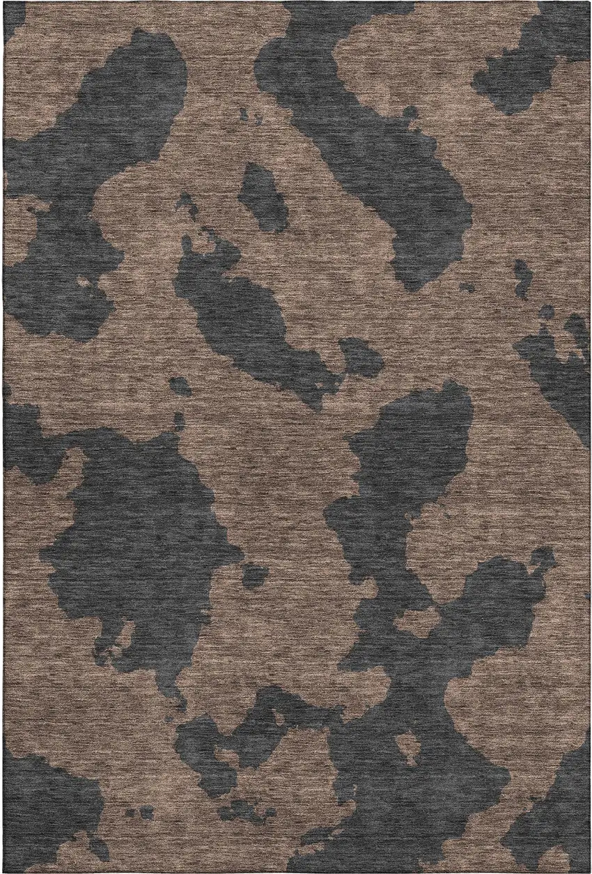 Chocolate And Brown Abstract Washable Area Rug With UV Protection Photo 1