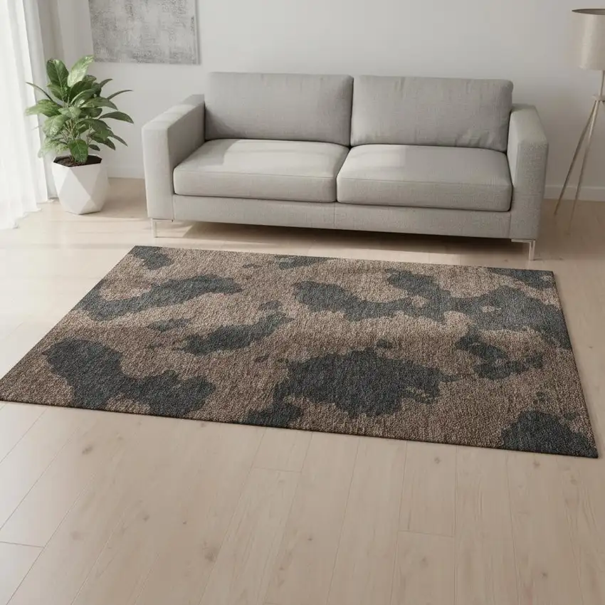 Chocolate And Brown Abstract Washable Area Rug With UV Protection Photo 2