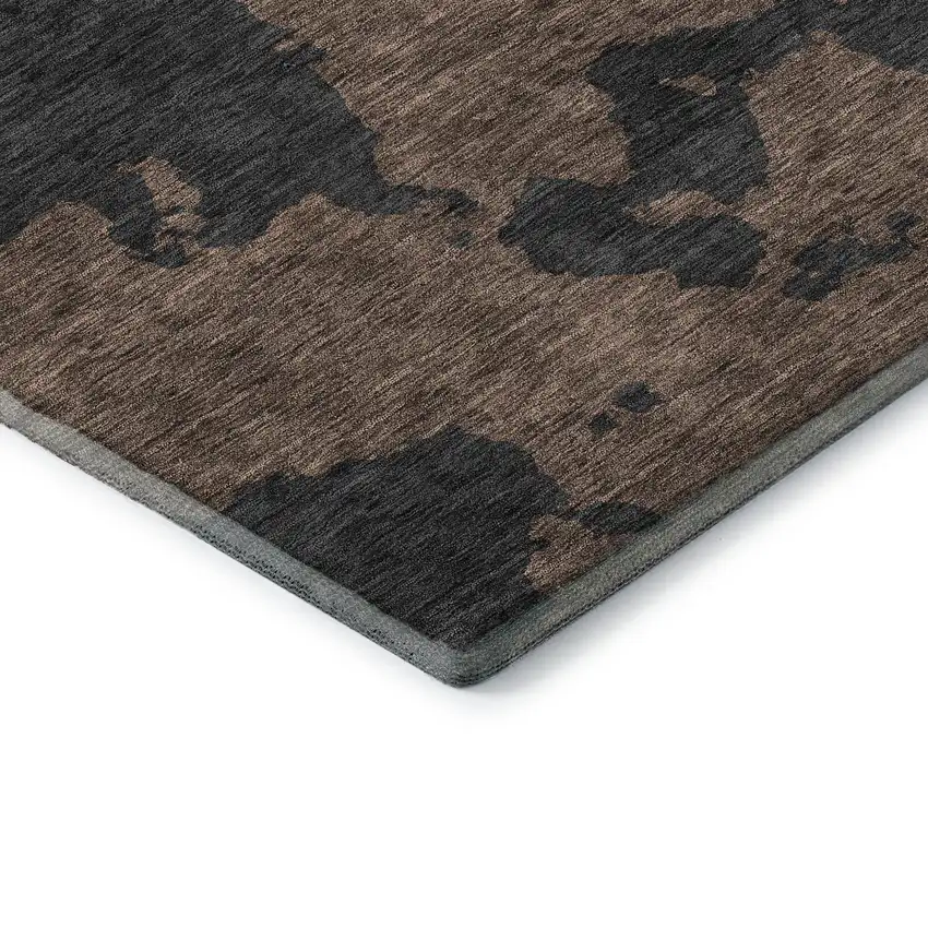 Chocolate And Brown Abstract Washable Area Rug With UV Protection Photo 7