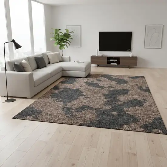Chocolate And Brown Abstract Washable Area Rug With UV Protection Photo 2