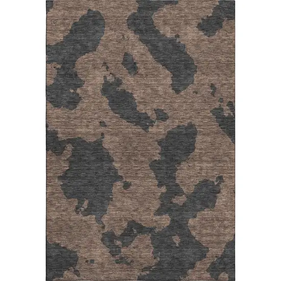 Chocolate And Brown Abstract Washable Area Rug With UV Protection Photo 1