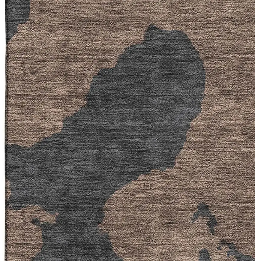 Chocolate And Brown Abstract Washable Area Rug With UV Protection Photo 2