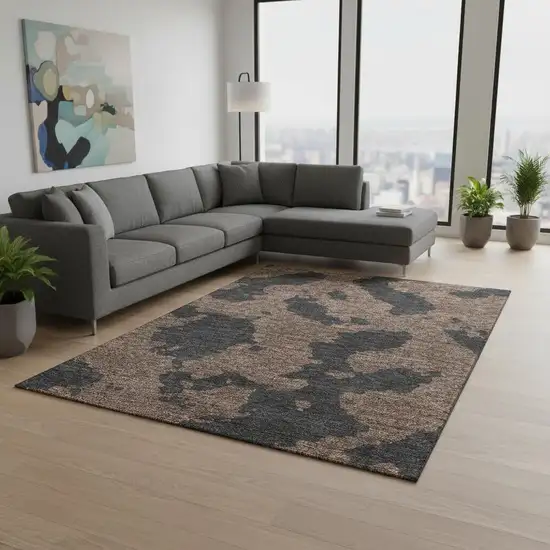 Chocolate And Brown Abstract Washable Area Rug With UV Protection Photo 2