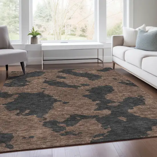 Chocolate And Brown Abstract Washable Area Rug With UV Protection Photo 5