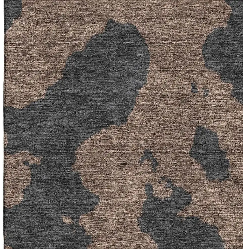 Chocolate And Brown Abstract Washable Area Rug With UV Protection Photo 2