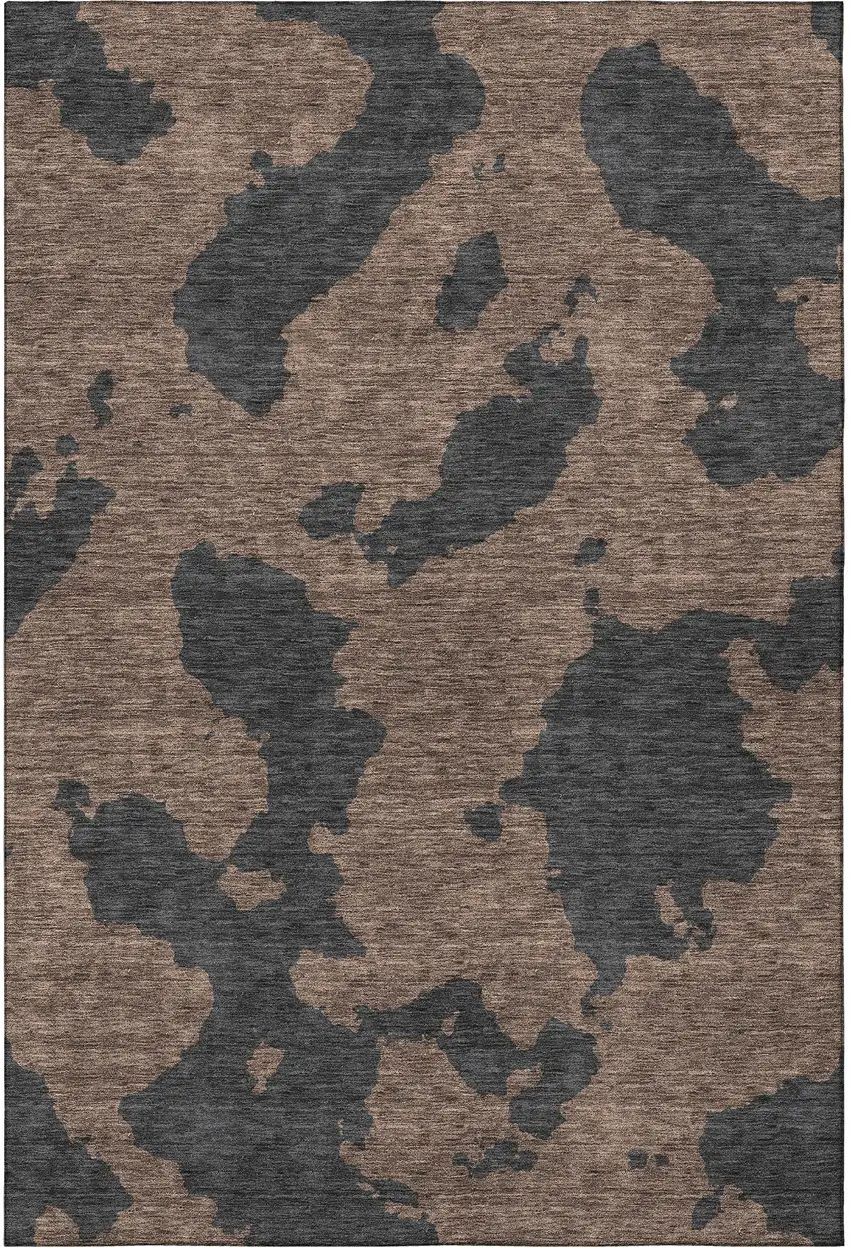 Chocolate And Brown Abstract Washable Area Rug With UV Protection Photo 3