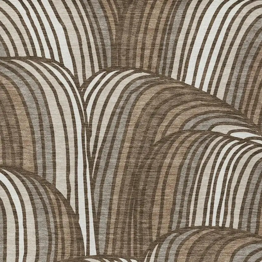 Chocolate And Brown Abstract Washable Indoor Outdoor Area Rug Photo 2