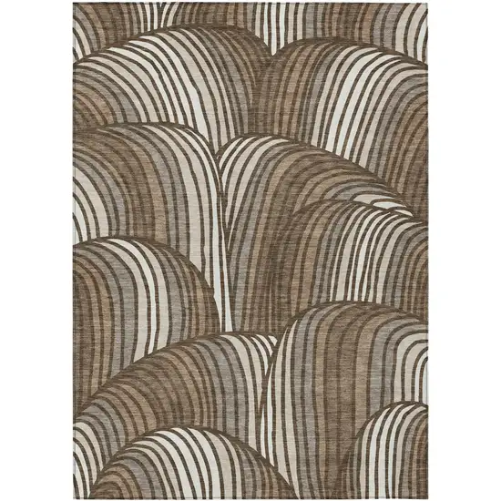 Chocolate And Brown Abstract Washable Indoor Outdoor Area Rug Photo 1
