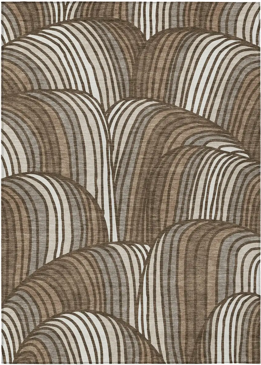 Chocolate And Brown Abstract Washable Indoor Outdoor Area Rug Photo 1