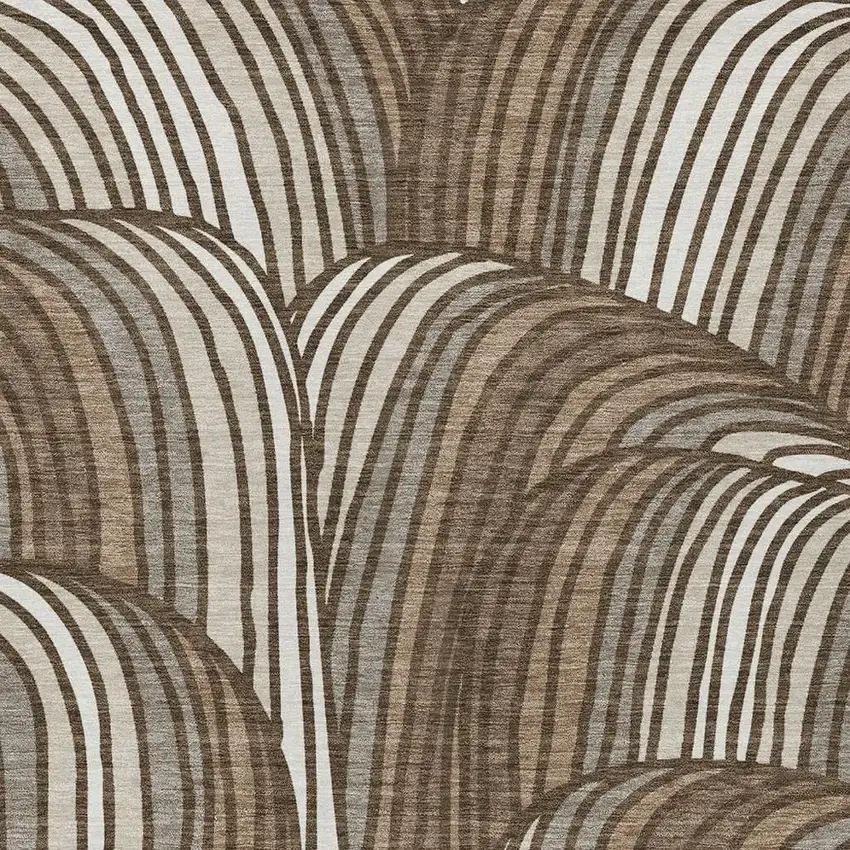 Chocolate And Brown Abstract Washable Indoor Outdoor Area Rug Photo 2